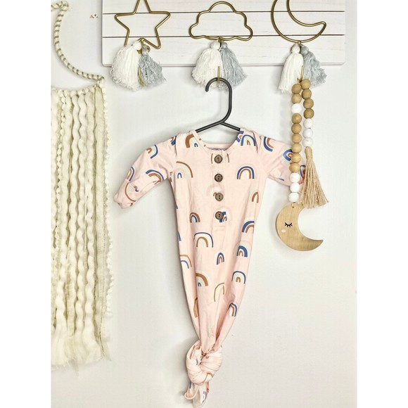 Serendipity Other - Newborn Serendipity Knotted Gown Rainbow Pink Baby Girl Boutique